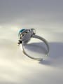 thumb Retro style Oval Turquoise stone Silver Opening Ring 2