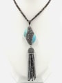 thumb Retro Turquoise Stone Natural Crystal Sweater Chain 1
