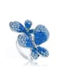 thumb Exaggerated Double Blue Butterflies Rhinestones Alloy Ring 0