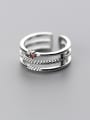 thumb Exquisite Red Zircon Three Layer S925 Silver Ring 1