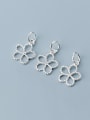 thumb 925 Sterling Silver With Platinum Plated Simplistic smooth Flower Charms 3