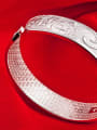 thumb Bohemia style Flowery Patterns-etched 999 Silver Opening Bangle 2