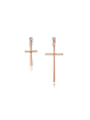 thumb Exquisite Rose Gold Cross Shaped Asymmetric Drop Earrings 0