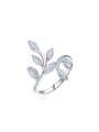 thumb Elegant Silver Plated Leaf Shaped Zircon Ring 0