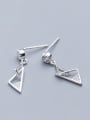 thumb 925 Sterling Silver With Platinum Plated Simplistic Triangle Drop Earrings 1