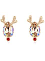 thumb Fashion Water Drop austrian Crystal Deer Horn Stud Earrings 2