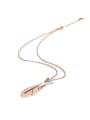 thumb Vintage Rose Gold Titanium Steel Feather Necklace 2