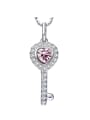 thumb S925 Silver Key-shaped Crystal Necklace 0