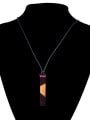 thumb Temperament Square Shaped Wooden Resin Sweater Necklace 1