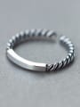 thumb S925 silver twist smooth letter shape opening Midi Ring 0