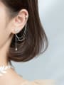thumb 925 Sterling Silver With Platinum Plated Trendy Stars Small Tassel Ear Clip Single 1