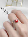 thumb Personalized Red Heart Silver Opening Ring 1