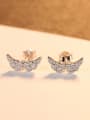 thumb 925 Sterling Silver Stylish and compact zircon wing stud earrings 1