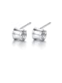 thumb 925 Sterling Silver With Platinum Plated Simplistic Cylinder Stud Earrings 0