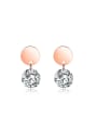 thumb Simple Cubic Zircon Rose Gold Plated Stud Earrings 0