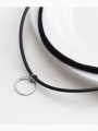 thumb 925 Sterling Silver With Simplistic Double Black Rope Geometric Necklaces 0