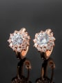 thumb All-match Rose Gold Plated Flower Zircon Stud Earrings 1