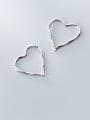 thumb 925 Sterling Silver With Platinum Plated Simplistic Line Heart Clip On Earrings 1