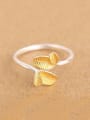 thumb Simple Gold Plated Leaves Opening Ring 0