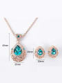 thumb Alloy Rose Gold Plated Fashion Water Drop shaped Gemstones Two Pieces Jewelry Set 3