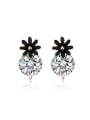 thumb Fashion Black Flower Zircon Stud Earrings 0