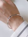 thumb 925 Sterling Silver With Platinum Plated Simplistic Irregular Free Size  Bangles 1