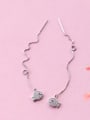 thumb Lovely Fish Shaped Tiny Rhinestone Silver Line Earrings 2