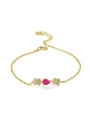 thumb Water Drop Cross Ruby Gold Plated Fashion Bracelet 0