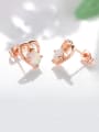 thumb 925 Sterling Silver With Opal Simplistic Heart Stud Earrings 0