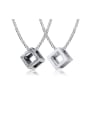 thumb Stainless Steel With Platinum Plated Simplistic Hollow Square Necklaces 0