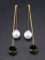 thumb Fashion Black Round Artificial Pearl Drop Earrings 0