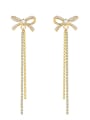 thumb New micro-inlay zircon bow long tassel earrings 0