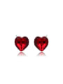 thumb Copper Alloy Titanium Plated Simple style Heart-shaped Crystal stud Earring 0