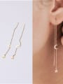 thumb Titanium With Gold Plated Simplistic Chain Threader Earrings 1