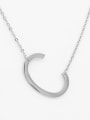 thumb English A-Z Titanium Clavicle Letter Necklace 1