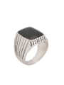 thumb Punk style Black Enamel Silver Plated Alloy Ring 0