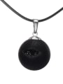 thumb Fashion Round Shaped Carnelian Stone Artificial Leather Necklace 3
