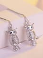 thumb Personalized Cubic Zirconias Owl Imitation Pearl Line Earrings 2