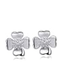 thumb Flower-shape Platinum Plated Stud Earrings 0