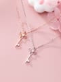 thumb 925 Sterling Silver With  Cubic Zirconia Simplistic Irregular Key Necklaces 0