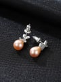 thumb Sterling Silver micro insert 3A zircon Letter X 7-8mm natural Pearl Earrings 2