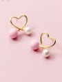 thumb 925 Sterling Silver With 14k Gold Plated Cute heart Stud Earrings 0