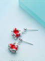 thumb 925 Sterling Silver With Christmas bell Cute red Drop Earrings 2