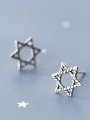 thumb 925 Sterling Silver With Silver Plated Simplistic Hexagonal Star Stud Earrings 0