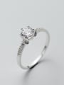 thumb Personality Round Shaped S925 Silver Zircon Ring 0