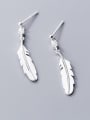 thumb 925 Sterling Silver With Silver Plated Trendy Feather Drop Earrings 0