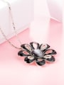 thumb Black Flower Shaped Opal Enamel Necklace 2