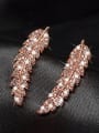 thumb Copper With  Cubic Zirconia Delicate Leaf Cluster Earrings 2
