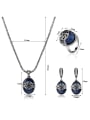 thumb Alloy Antique Silver Plated Vintage style Oval Artificial Stone Three Pieces Jewelry Set 2