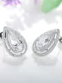 thumb 925 Sterling Silver With Platinum Plated Luxury Water Drop Stud Earrings 1